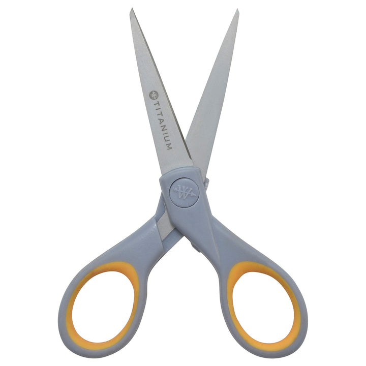 Westcott ‎13824 7” & 5” Pointed Titanium-Bonded Crafting Scissors with Soft Handles, Gray/Yellow (2 Pack) Multiple (2 pack)