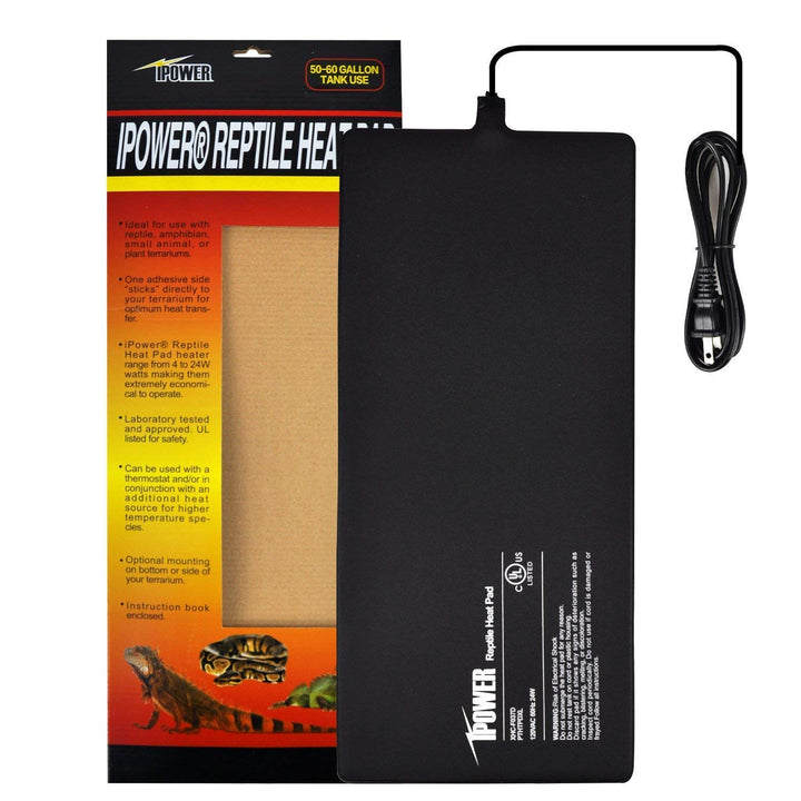 iPower Reptile Heat Pad 8X18 Inch 24W Under Tank Terrarium Warmer Heating Mat for Turtle, Lizard, Frog, Snake, Reptile, and Other Small Animals 8 X 18 Inch