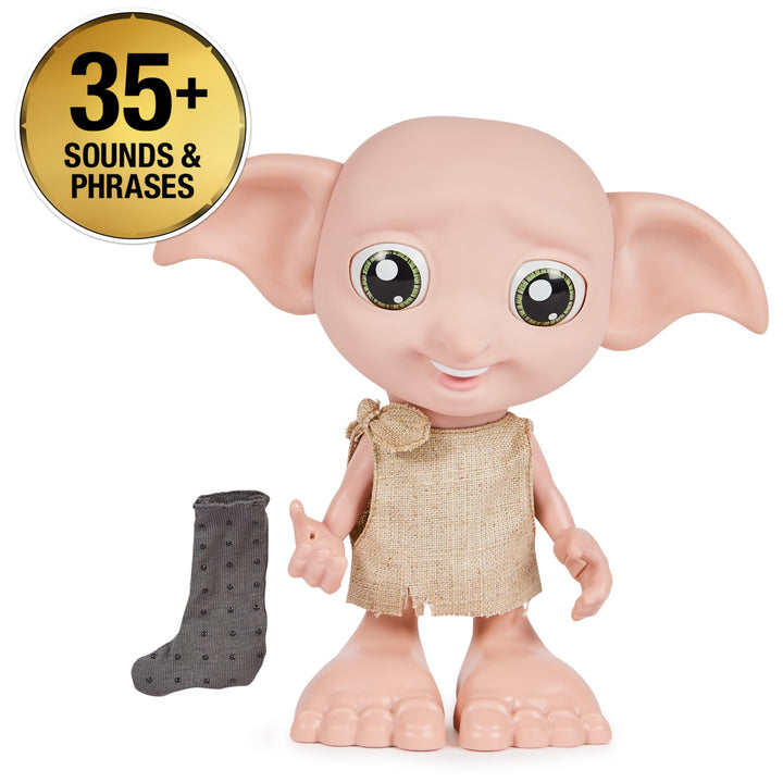 Wizarding World Harry Potter, Interactive Magical Dobby Elf Doll with Sock, over 30 Sounds & Phrases, 8.5-inch, Easter Basket Stuffers for Ages 6+