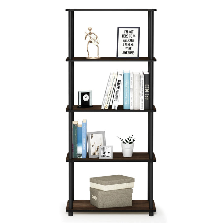 Furinno Turn-N-Tube 5-Tier Multipurpose Shelf / Display Rack / Storage Shelf / Bookshelf, Classic Tubes, Sonoma Oak/White 5-Tier Classic Tube