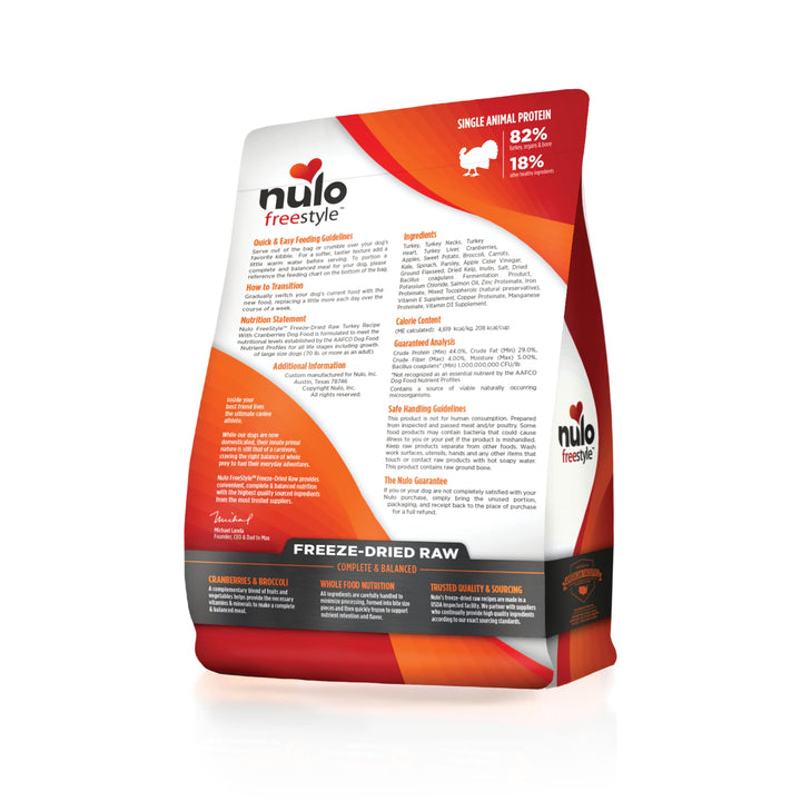 Nulo Freestyle Freeze-Dried Raw, Ultra-Rich Grain-Free Dry Dog Food for All Breeds and Life Stages with BC30 Probiotic for Digestive and Immune Health Turkey 5 Fl Oz (Pack of 1)