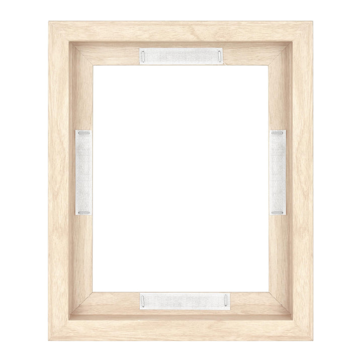 MCS Floating Frame with Canvas Included, Art Frames for Canvas Paintings with Adhesive Fasteners and Hanging Hardware, Walnut Woodgrain, 18 x 24 Inch 18x24