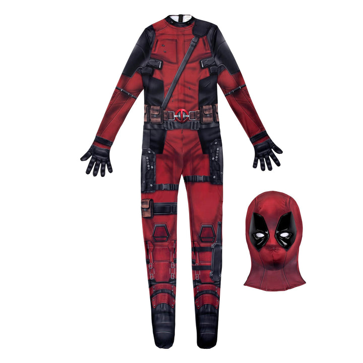 MARVEL Deadpool Official Adult Deluxe Zentai Halloween Costume - Stretch Spandex with Wrist Slits Medium