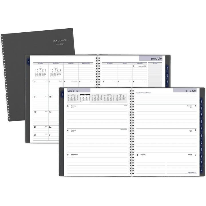 AT-A-GLANCE 2023-2024 Academic Planner, Weekly & Monthly, 8-1/2" x 11", Large, Monthly Tabs, Flexible Cover, DayMinder, Charcoal (AYC54545) 2023-2024 Old Edition