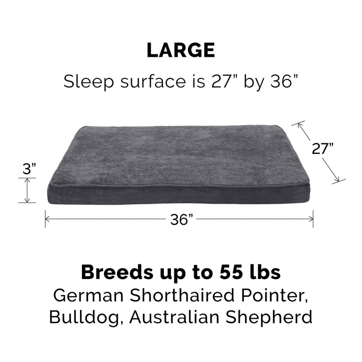 Furhaven Replacement Dog Bed Cover Terry & Suede Mattress, Machine Washable - Gray, Large