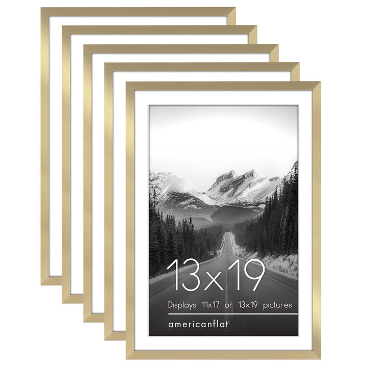 Americanflat 12x16 Picture Frame with Polished Plexiglass - Set of 5 - Use as 8.5x11 Frame with Mat or 12x16 Frame Without Mat - Galleria Collection - Gallery Wall Frame Set for Wall Display - White