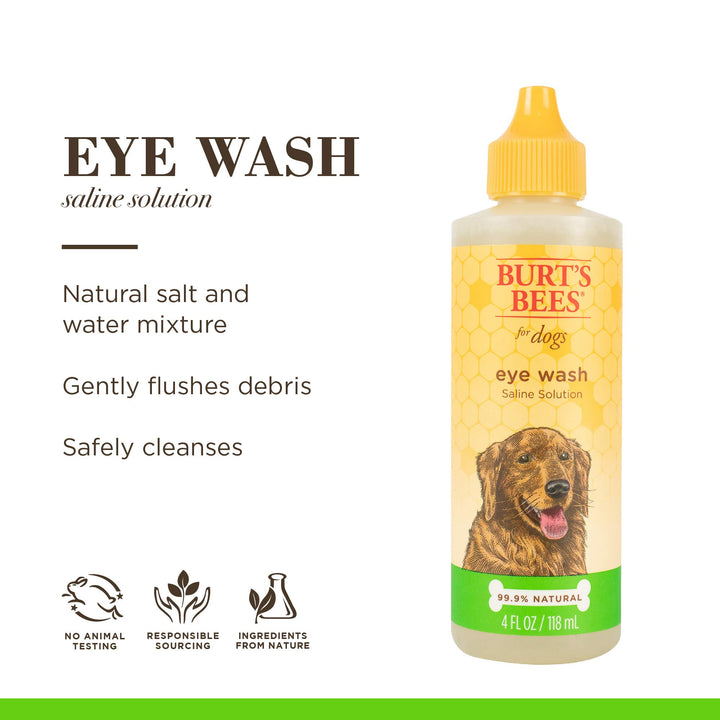 Burt's Bees for Pets Dogs Natural Eye Wash with Saline Solution | Eye Wash Drops for Dogs Or Puppies | Eliminate Dirt and Debris from Dog Eyes with Dog Eye Rinse, 4oz, YELLOW, 4 Fl Oz (Pack of 1) 4 Fl Oz (Pack of 1)