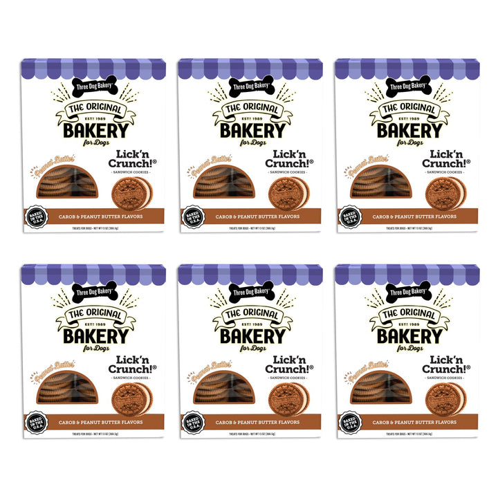 Three Dog Bakery Peppermutt Lick'n Crunch, Carob Cookie w/Green Crème Peppermint Flavored Filling, Premium Treats for Dogs, 13 Ounces Each 13 Ounce (Pack of 1) Carob & Peppermint Crème