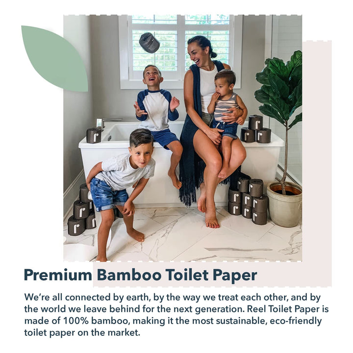 Reel Premium Toilet Paper - 24 Rolls of Toilet Paper - 3-Ply Made From Tree-Free - Zero Plastic Packaging, Septic Safe 24 Count (Pack of 1)