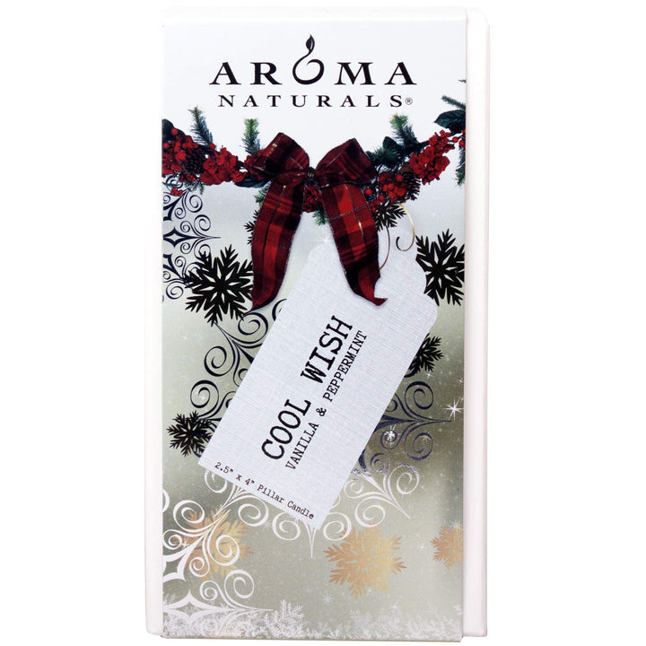 Aroma Naturals Holiday Juniper, Spruce and Basil Essential Oil Pillar Candle, Fresh Forest, 3 inch x 3.5 inch Juniper, Spruce & Basil 3" x 3.5" Pillar