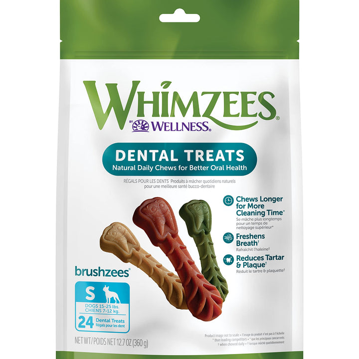 WHIMZEES by Wellness Small Dental Chews for Dogs, Grain-Free, No Artificial Colors, Freshens Breath, Long-Lasting Treats, VOHC Accepted, 24 Count(Pack of 1) 12.7 Ounce (Pack of 1) Standard Pack