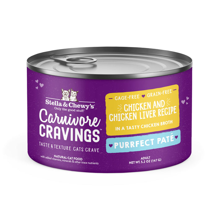 Stella & Chewy’s Carnivore Cravings Purrfect Pate Cans – Grain Free, Protein Rich Wet Cat Food – Chicken & Chicken Liver Recipe – (5.2 Ounce Cans, Case of 8) 5.2 Ounce (Pack of 8)