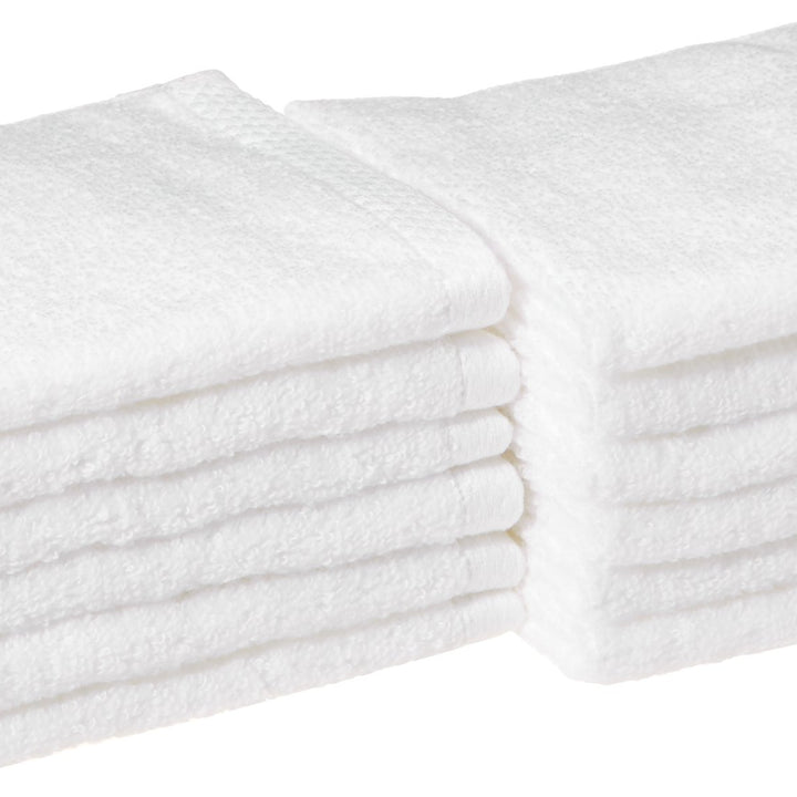 Basics - 12 Piece Quick-Dry Washcloth, 100% Cotton, White, 12" x 12" Washcloth (Pack of 12)