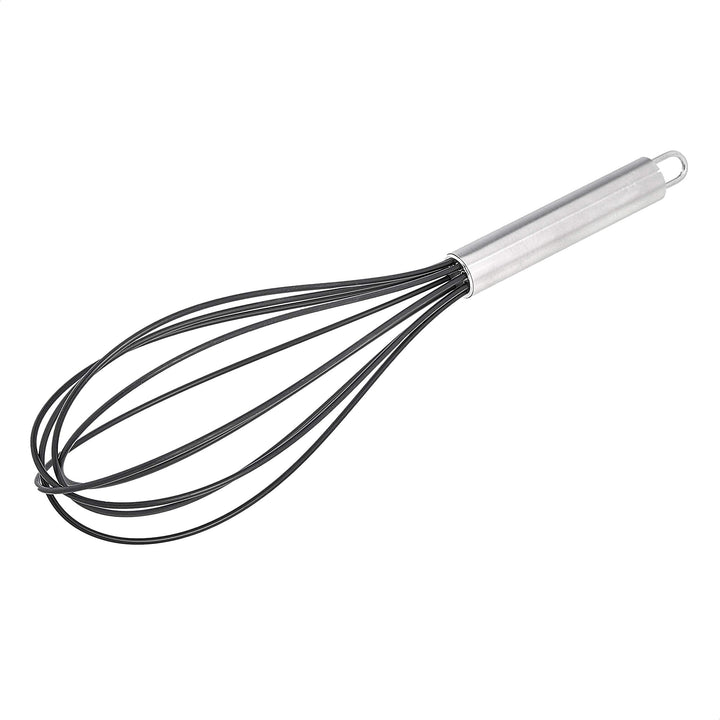 Basics Stainless Steel and Silicone Non-Stick Coated Whisk Set, 8", 10", and 12", Pack of 3, Black (Previously Commercial brand)