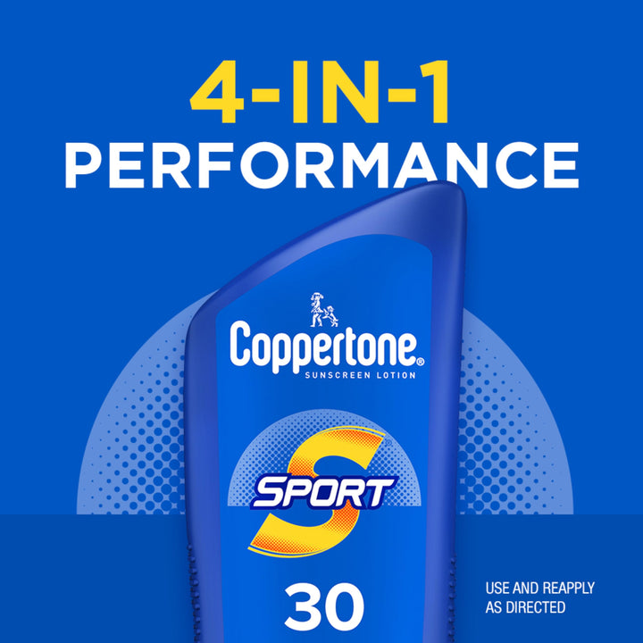 Coppertone SPORT Sunscreen SPF 30 Lotion, Water Resistant Sunscreen, Body Sunscreen Lotion, 7 Fl Oz 7 Ounce (Pack of 1)