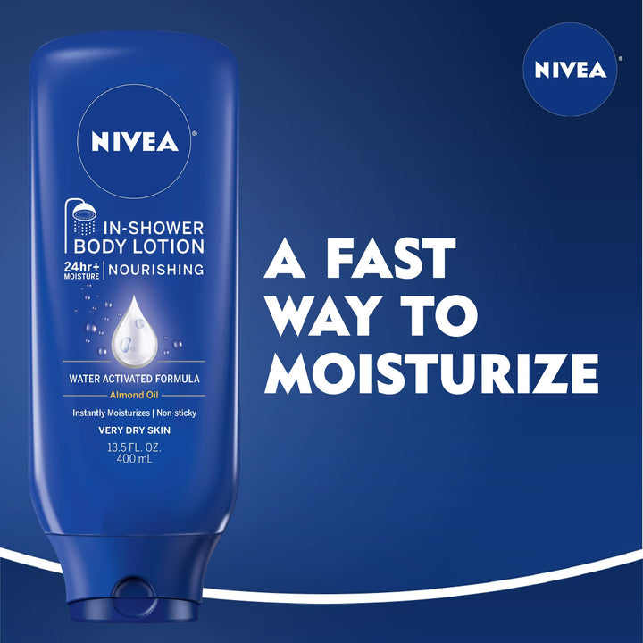 Nivea Nourishing In Shower Lotion, Body Lotion for Dry Skin, 13.5 Fl Oz Bottle(Pack of 3)