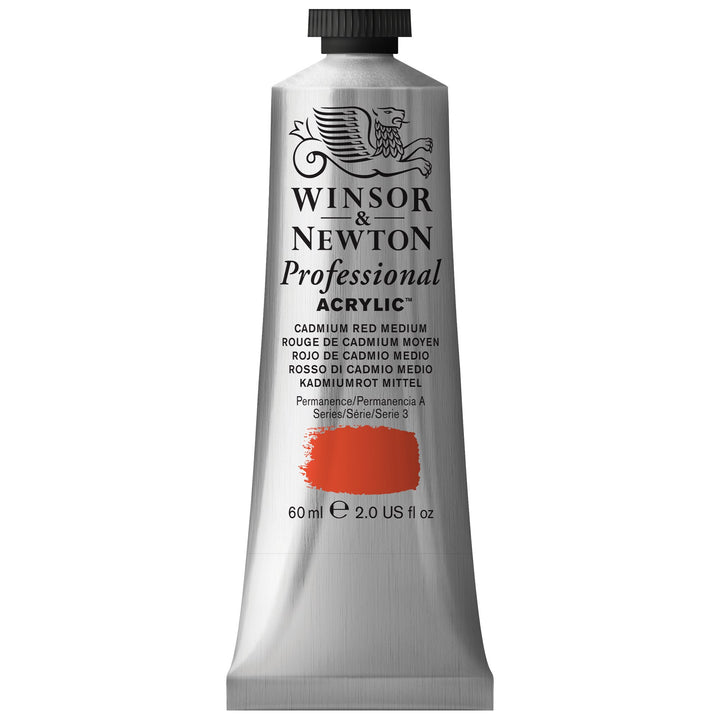 Winsor & Newton Professional Acrylic Paint, 60ml (2-oz) Tube, Cadmium Red Medium 2-oz Tube