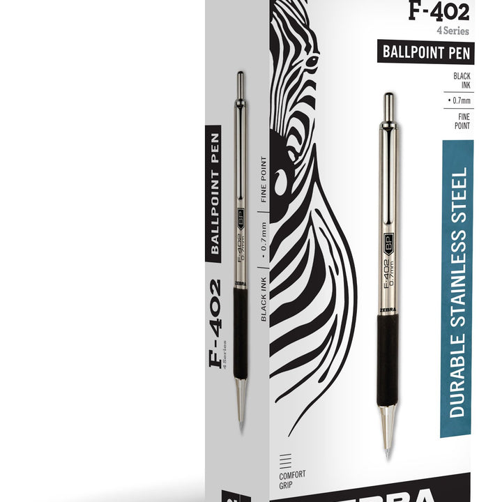 Zebra Pen F402 Retractable Ballpoint Pen, 12 count, Black (29210) Black Ink 1