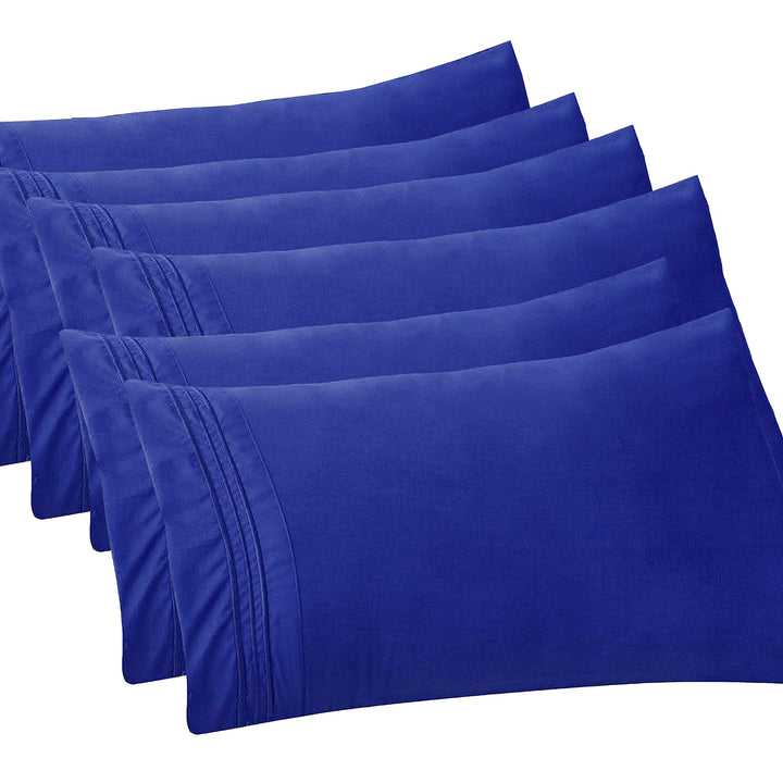 Elegant Comfort 6-PACK Solid Pillowcases 1500 Thread Count Egyptian Quality - Easy Care, Smooth Weave, Wrinkle and Stain Resistant, Easy Slip-On, 6-Piece Set, King Pillowcase, Royal Blue