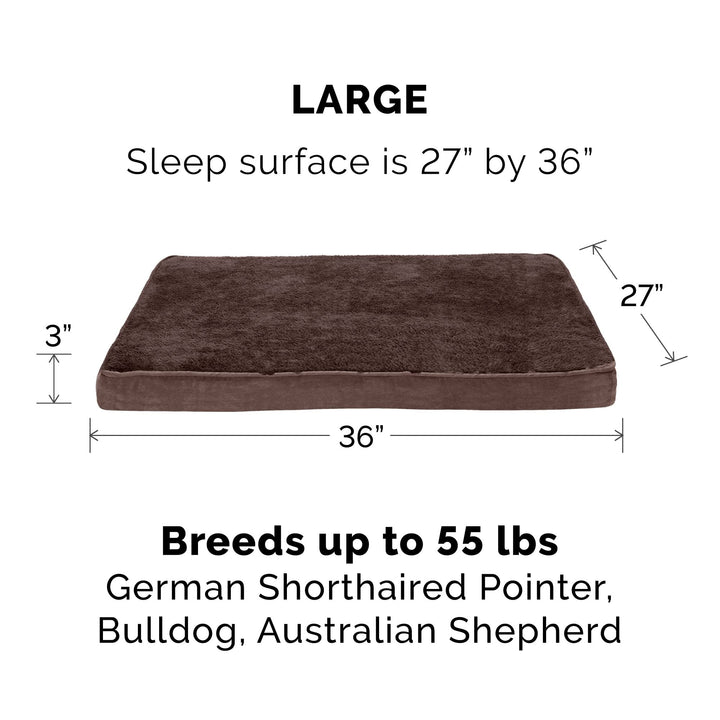 Furhaven Replacement Dog Bed Cover Terry & Suede Mattress, Machine Washable - Espresso, Large Terry & Suede (Espresso) 36.0"L x 27.0"W x 0.3"Th Cover Only