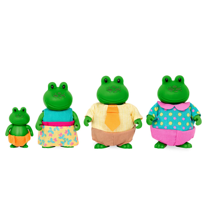 Li'l Woodzeez – The Croakalily Frog Family – Set of 4 Collectible Posable Frog Figures with Storybook – Pretend Play Doll Figures – Gift Toy for Kids Age 3+