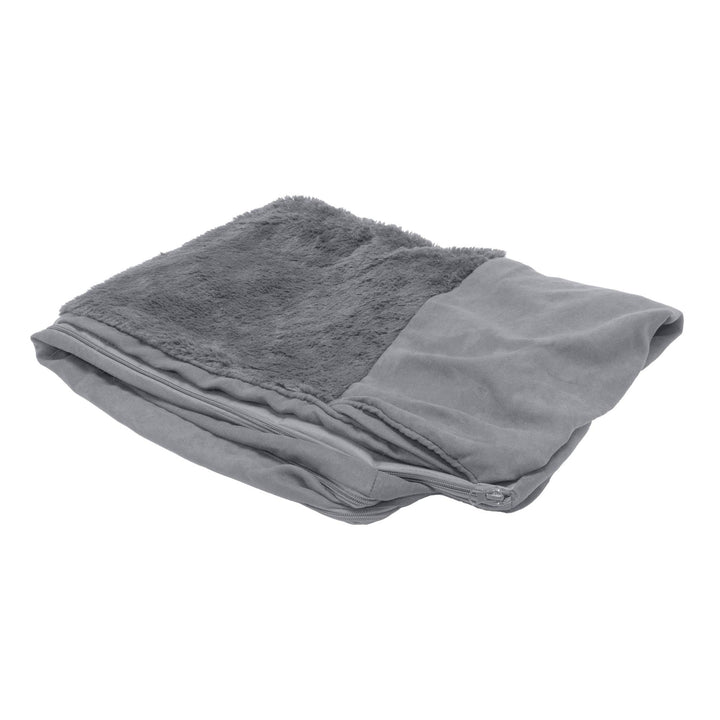 Furhaven Replacement Dog Bed Cover Plush & Suede Sofa-Style, Machine Washable - Gray, Medium