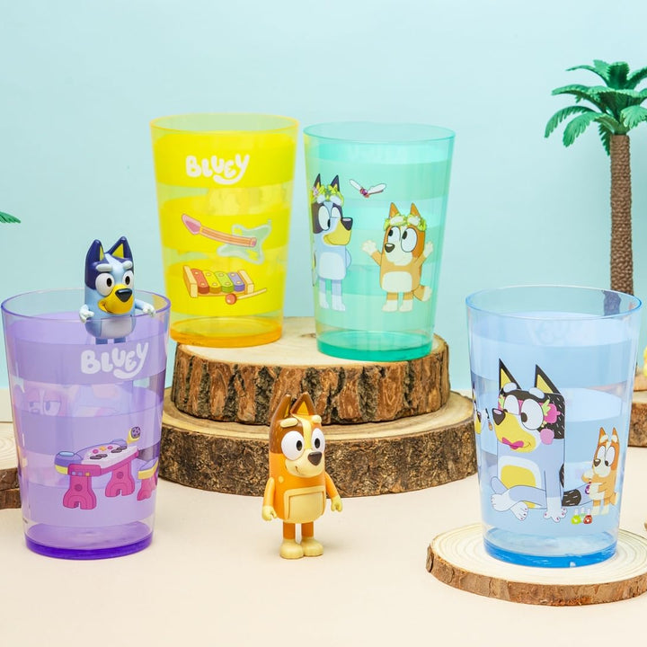 Zak Designs Bluey Nesting Tumbler Set Includes Durable Plastic Cups with Variety Artwork, Fun Drinkware is Perfect for Kids (14.5 oz, 4-Pack, Non-BPA)