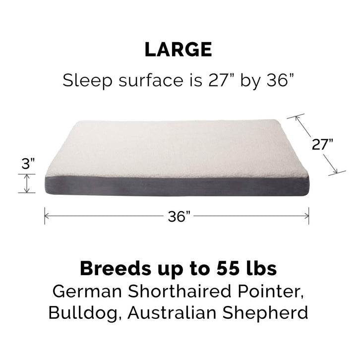 Furhaven Replacement Dog Bed Cover Sherpa & Suede Mattress, Machine Washable - Gray, Large