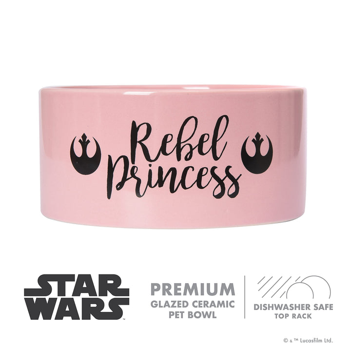 STAR WARS Princess Leia "Future is Female" Dog Bowl, 6 Inch | 6" Dog Bowl, Ceramic Dishwasher Safe STAR WARS Dog Food Bowl Holds up to 3.5 Water, Dry Food, or Wet Food,Pink,1 Count (Pack of 1),FF13175