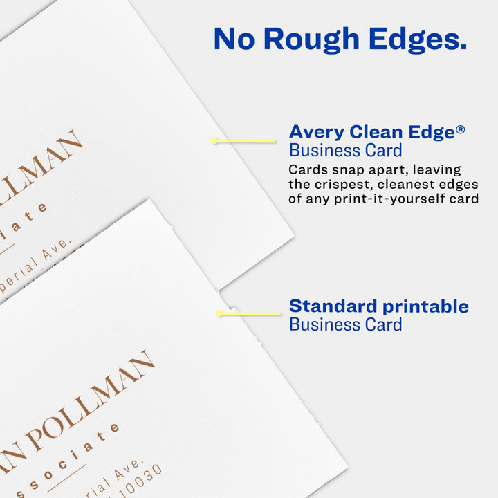 Avery Clean Edge Printable Business Cards with Sure Feed Technology, 2" x 3.5", Ivory, 200 Blank Cards for Inkjet Printers (08876)