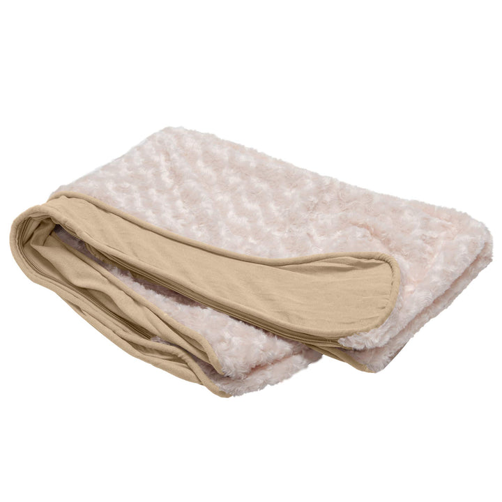 Furhaven Replacement Dog Bed Cover Ultra Plush Faux Fur & Suede Contour Luxe Lounger, Machine Washable - Cream, Large