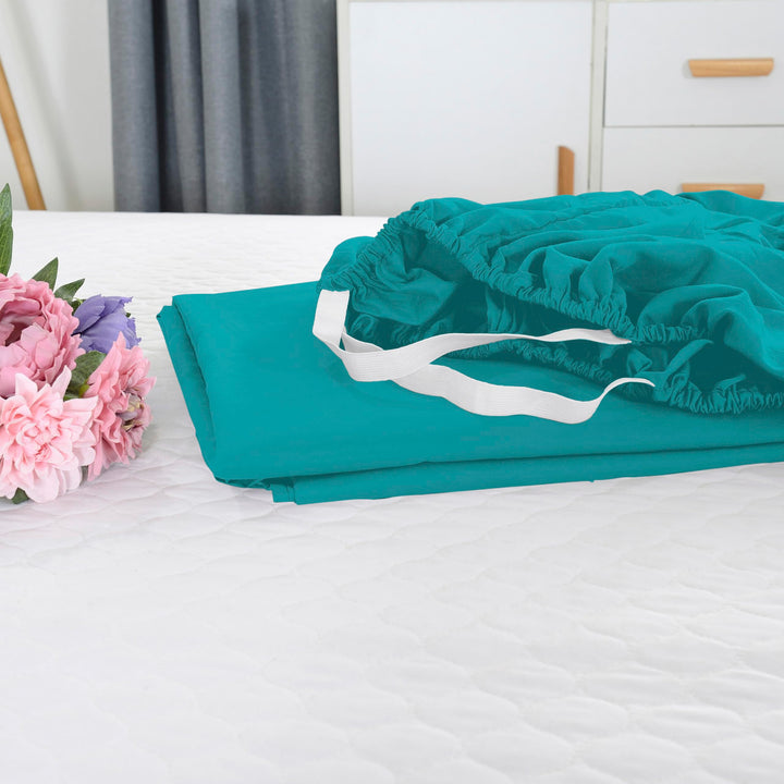 Elegant Comfort 1500 Premium Hotel Quality 18-24 Inches Deep - Extra Deep Pocket Single Fitted Sheet for High Mattress, Luxury and Softest, Smart Pocket - Wrinkle Free, California King, Marine Teal Cal King - EXTRA DEEP Pocket