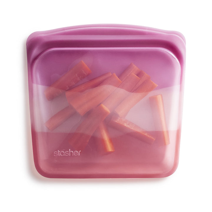 Stasher Reusable Silicone Storage Bag, Food Storage Container, Microwave and Dishwasher Safe, Leak-free, Sandwich, Coral Triangle