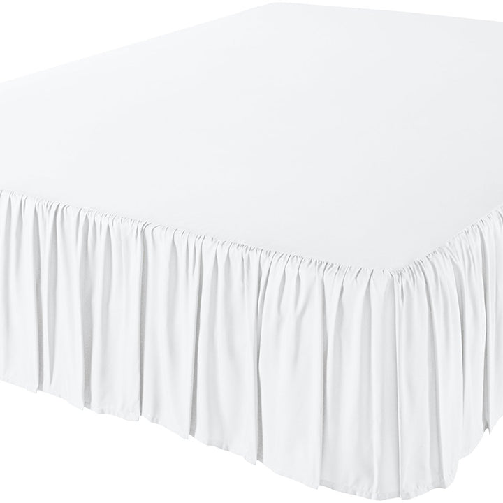 Basics Lightweight Ruffled Bed Skirt, Classic Style, Soft and Stylish 100% Microfiber With 16" Drop, Full, White, Solid