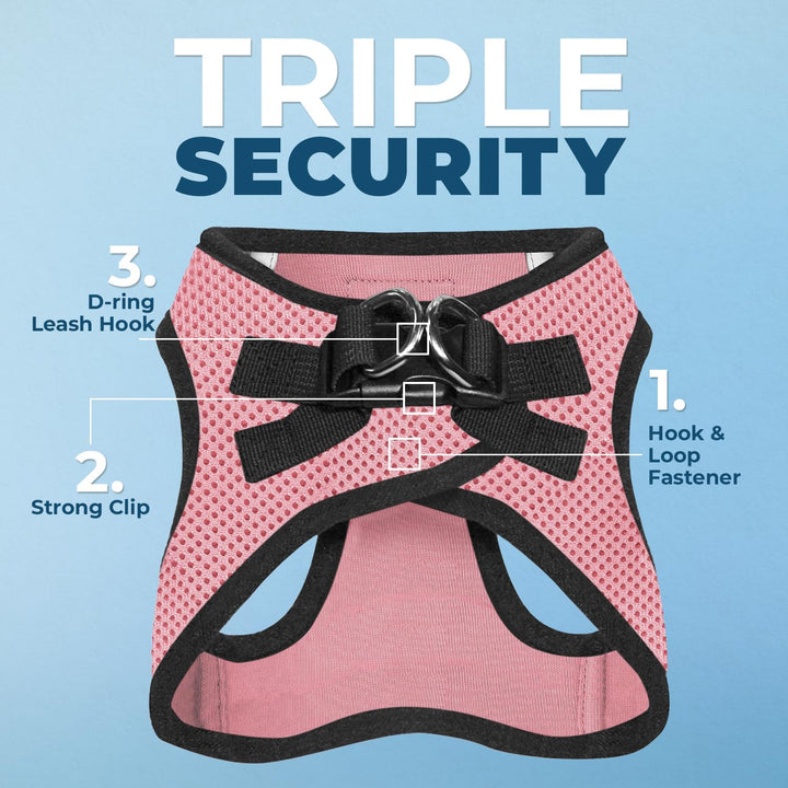 Voyager Step-In Air Dog Harness - All Weather Mesh Step in Vest Harness for Small and Medium Dogs by Best Pet Supplies - Pink Base, XS Harness (Pink/Black Trim) XS (Chest: 13 - 14.5")