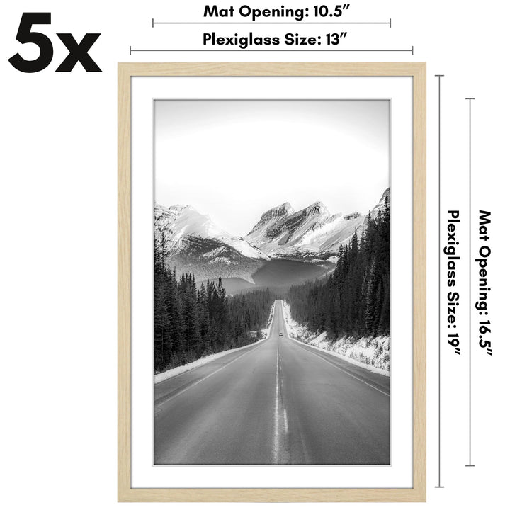 Americanflat 12x16 Picture Frame with Polished Plexiglass - Set of 5 - Use as 8.5x11 Frame with Mat or 12x16 Frame Without Mat - Galleria Collection - Gallery Wall Frame Set for Wall Display - White