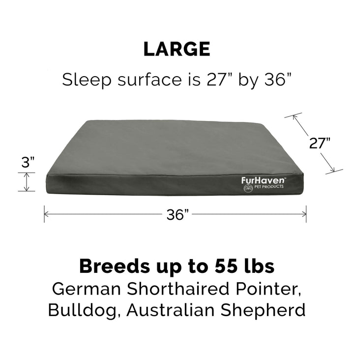 Furhaven Replacement Dog Bed Cover Water-Resistant Indoor/Outdoor Logo Print Oxford Polycanvas Mattress, Washable - Stone Gray, Large Water-Resistant Logo Print (Stone Gray) 36.0"L x 27.0"W x 0.3"Th Cover Only
