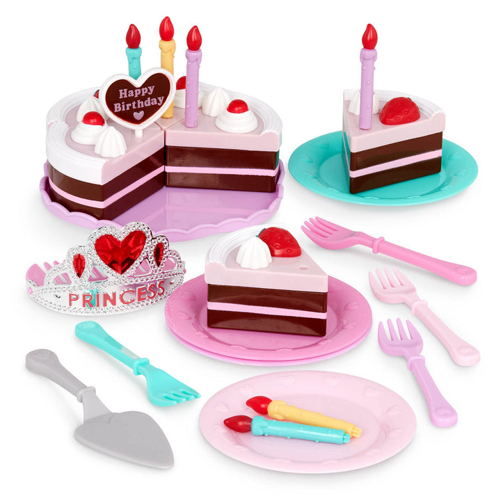 Battat- Play Circle- Birthday Cake  Toy Food  Plates & Candles Accessories- Pretend Play- Princess Birthday Party- 3 years + (24 Pcs)