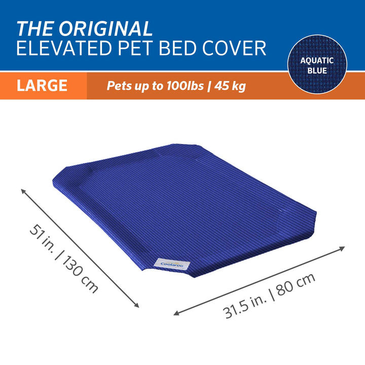 Coolaroo The Original Elevated Pet Bed Replacement Cover, Large, Aquatic Blue 51.0"L x 31.5"W x 8.0"Th