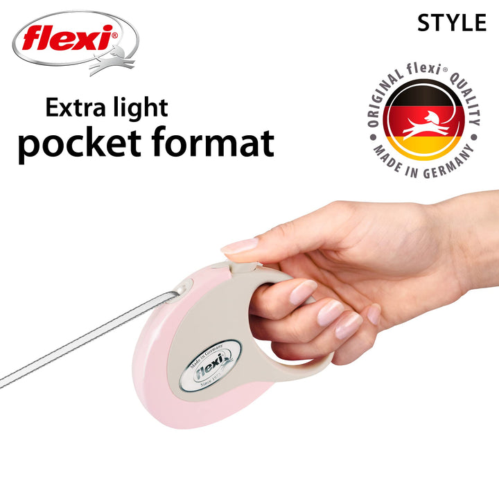 Flexi Style Retractable Dog Leash (Tape), Ergonomic, Durable and Tangle Free Pet Walking Leash for Dogs, 10 ft, Small, Pink/Rose