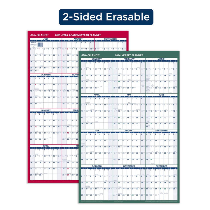 AT-A-GLANCE 2023-2024 Erasable Calendar, Dry Erase Wall Planner, 24" x 36", Large, Academic & Regular Year, Double Sided, Vertical (PM210S2824) 2024 Old Edition