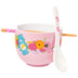 Silver Buffalo Care Bears Flash Floral Ceramic Ramen Bowl with Chopsticks and Spoon, 20 Ounces