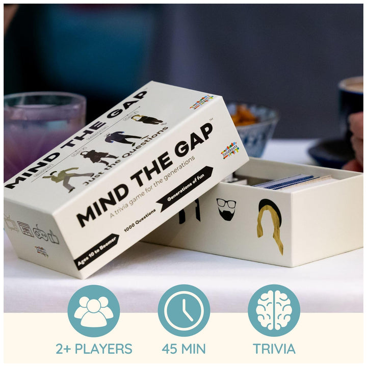 Mind The Gap Just The Questions, Expansion Pack with 1000 New Questions for All Generations + 50 New Challenge Cards