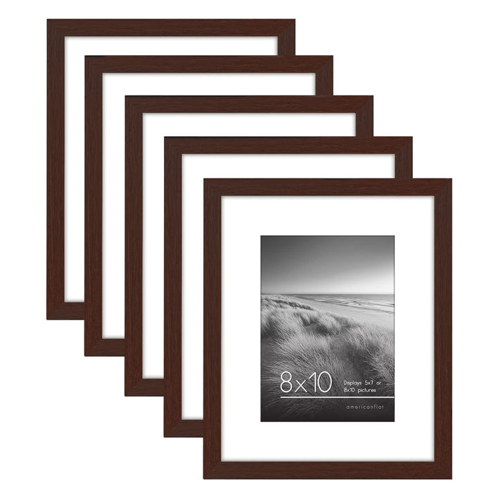 Americanflat 12x16 Picture Frame with Polished Plexiglass - Set of 5 - Use as 8.5x11 Frame with Mat or 12x16 Frame Without Mat - Galleria Collection - Gallery Wall Frame Set for Wall Display - White