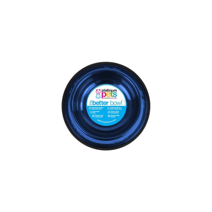 Platinum Pets Non-Tip Stainless Steel Dog Bowl, 10 Oz, Sapphire Blue, Small