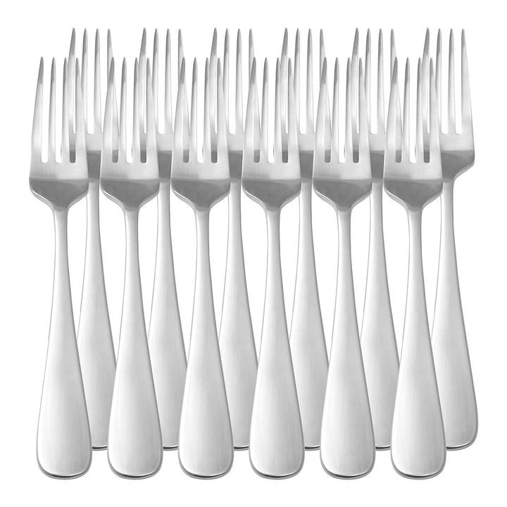 Basics Stainless Steel Dinner Forks with Round Edge, Pack of 12, Silver