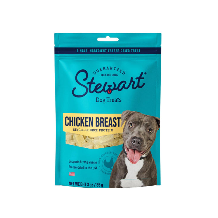 Stewart Freeze Dried Dog Treats, Chicken Breast, Grain Free & Gluten Free, 3 Ounce Resealable Pouch, Single Ingredient, Made in USA, Dog Training Treats