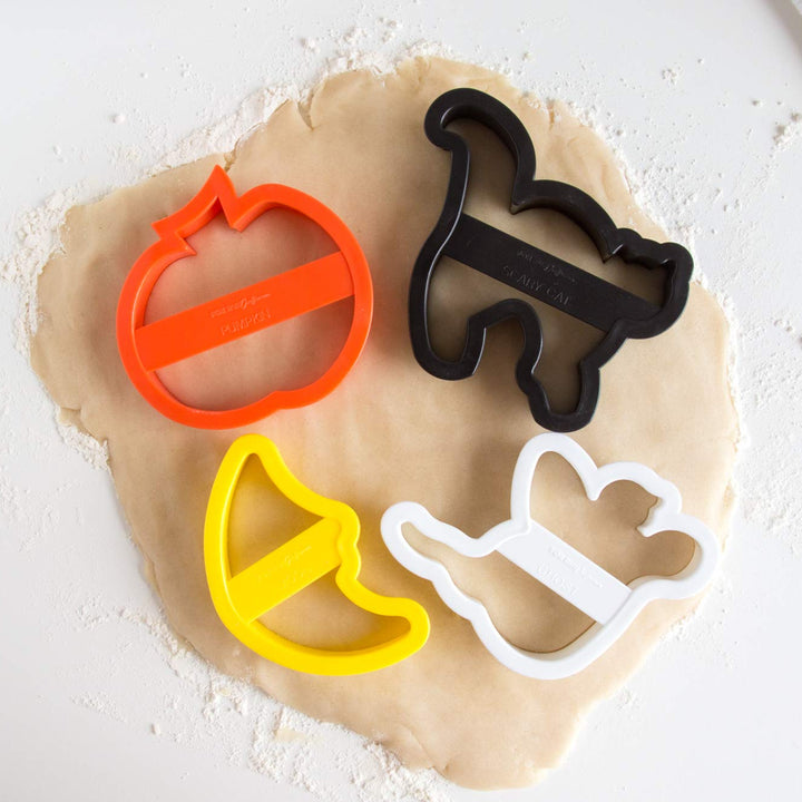 Fox Run Halloween Cookie Cutter Set, 4 Piece, 4 inch, Orange, Black, Yellow, White