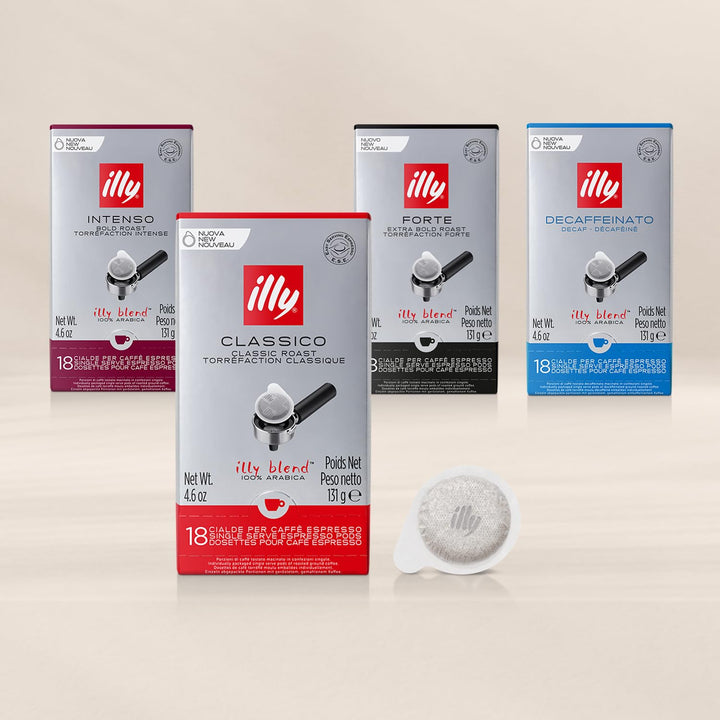 illy E.S.E. Coffee - Single-Serve Coffee Capsules & Pods – Classico Decaf Roast - Notes Of Caramel, Orange Blossom & Jasmine - For E.S.E Coffee Machines - Extraordinary Aroma & Body – 18 Count Decaf Medium Roast 18 Count (Pack of 1)