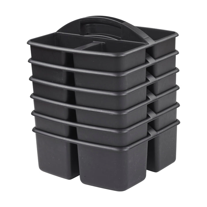 ECR4Kids 3-Compartment Storage Caddy, Supply Organizer, Black, 6-Pack